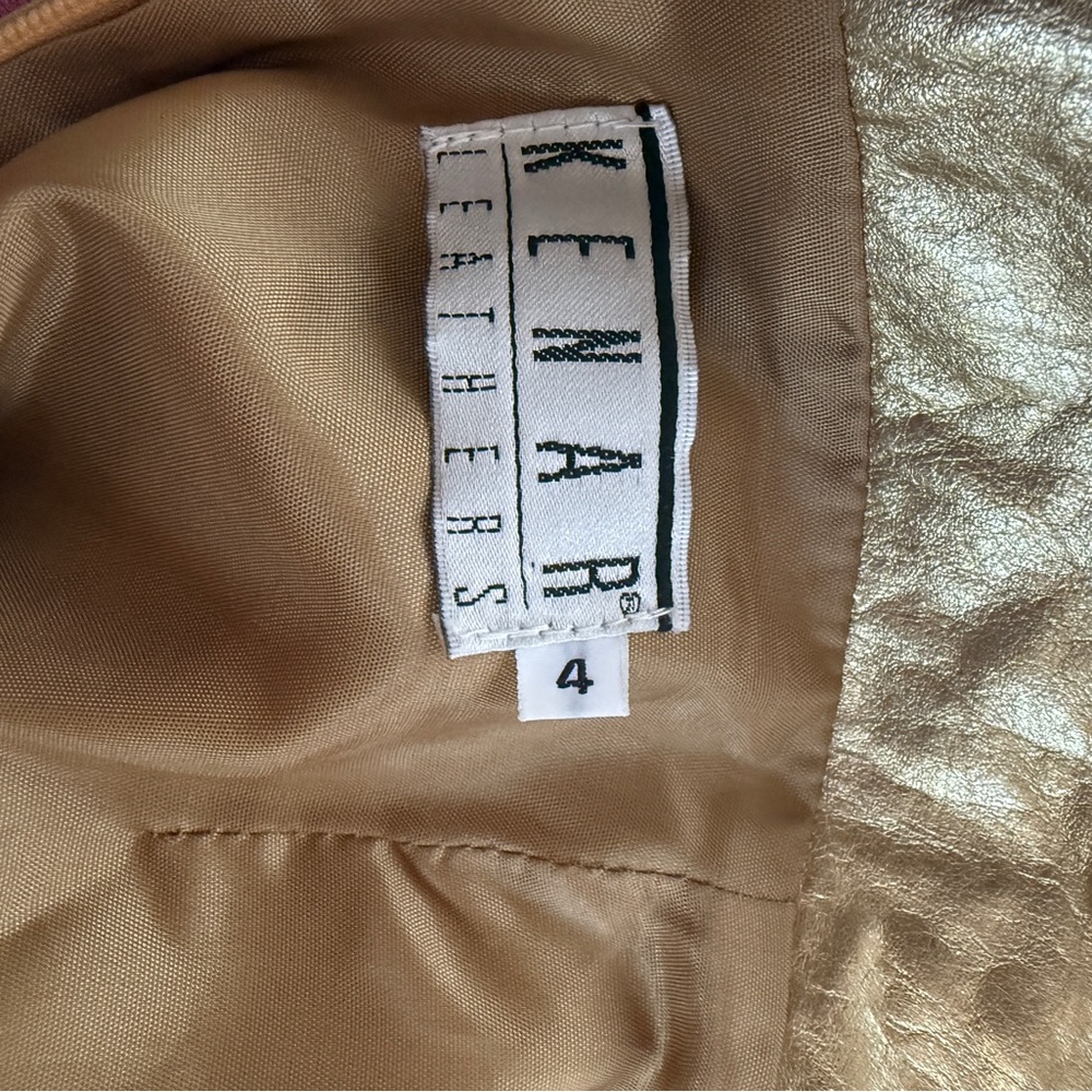 Kenar Shimmering Gold leather Pencil Skirt - Picture 3 of 4